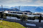 The new passenger train Bhe 4/6 built by Stadler Rail at Rigi Kulm (Mountain top)